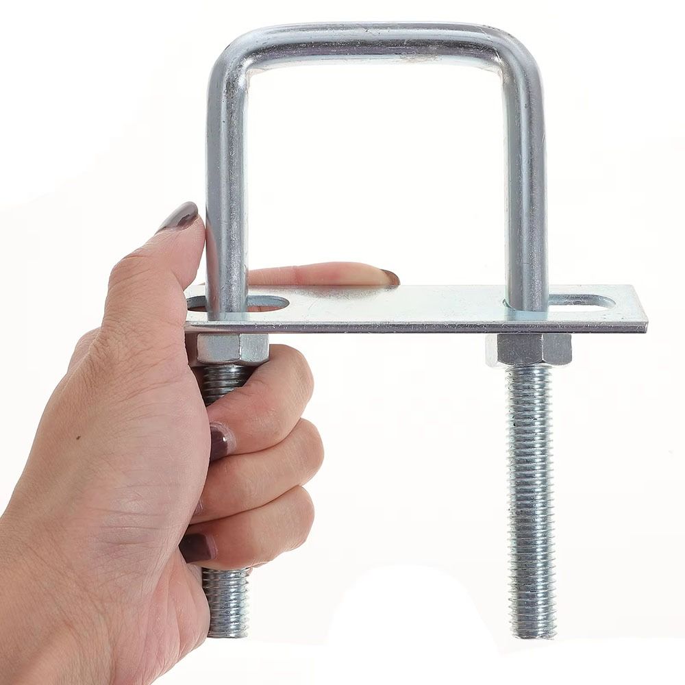 2Sets Iron Square Clamp Right Angle U-bolt Squa Bolt Durable Pipe U-clamp