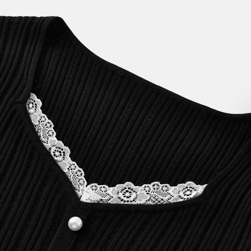 French Romantic Pearl Button V-Neck Knit Top