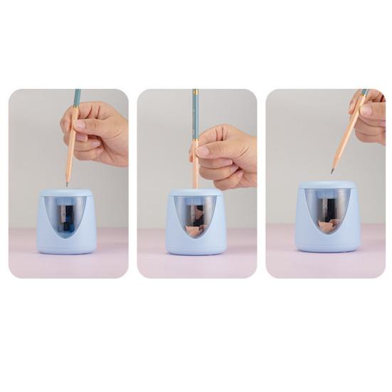 1 Set Electric Pencil Sharpener with Cutter USB Rechargeable Battery Operated Portable Automatic Pencil Sharpener School Student Stationery Gift