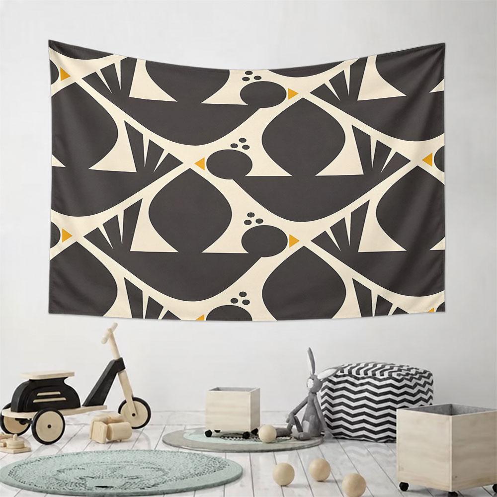 Geometric Bird Pattern Tapestry Design Pattern Wall Hanging Tapestry Decorative Tapestry Home Decor for Bedroom and Living Room