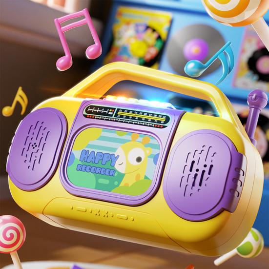 Детская многофункциональная радиоигрушка с музыкой, светом, записью, 6 английских песен, для малышей, мальчиков, девочек, мультяшное радио в виде жирафа и динозавра, развивающая игрушка