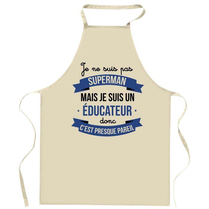 Tablier de cuisine - Éducateur Superhéros - Impression bretonne - Coton résistant - Fabrication France
