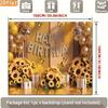 2D Birthday Photography Backdrop Yellow Background with Sunflowers, Butterflies and Balloons