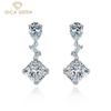 925 Sterling Silver 10*10 MM AAAAA Zircons Gemstone Drop Dangle Earrings For Women Fine Jewelry