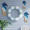 3x Seahorse Wooden Wall Ornament Hanging Decoration Vintage Hawaiian Themed Wood Sign for
