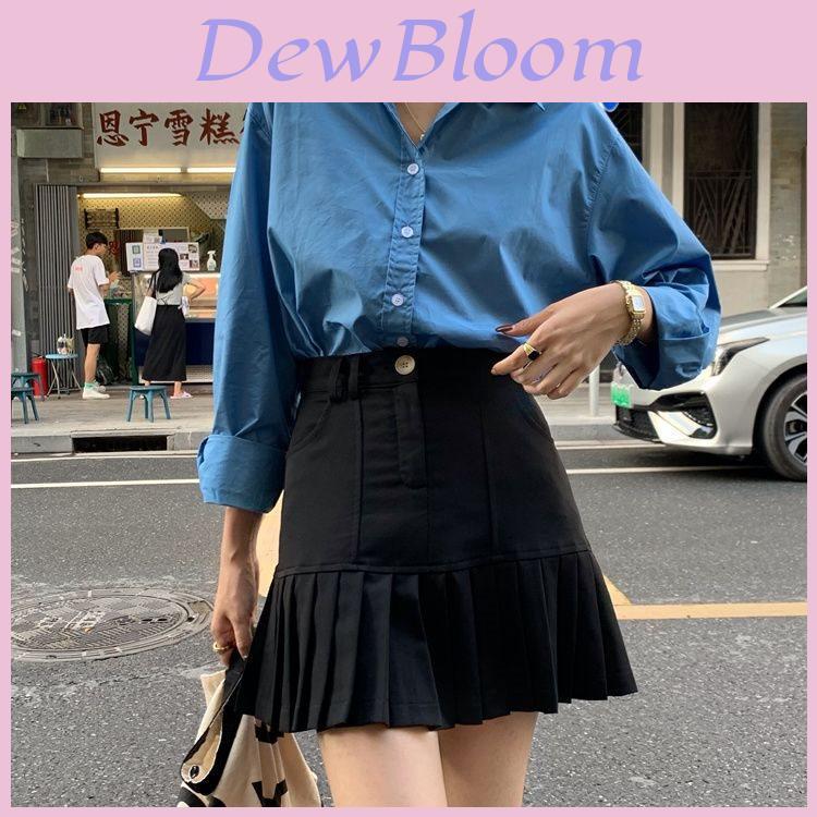 Cotton Blend Pleated Skirt For Women Spring High Waist Slim Fit With Embroidered Design For Casual Wear
