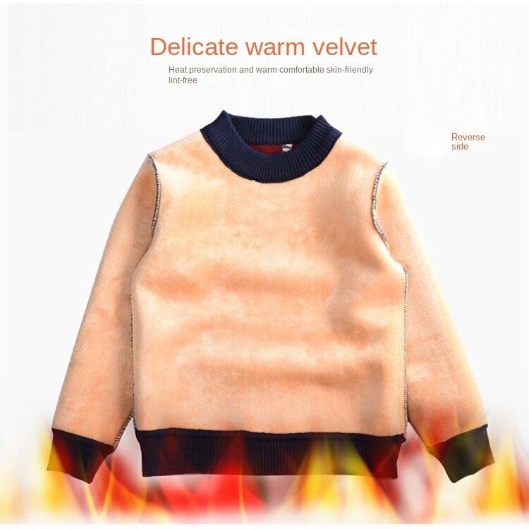 Детский свитер, утепленное пальто с бархатной подкладкой, детский пуловер среднего и большого размера