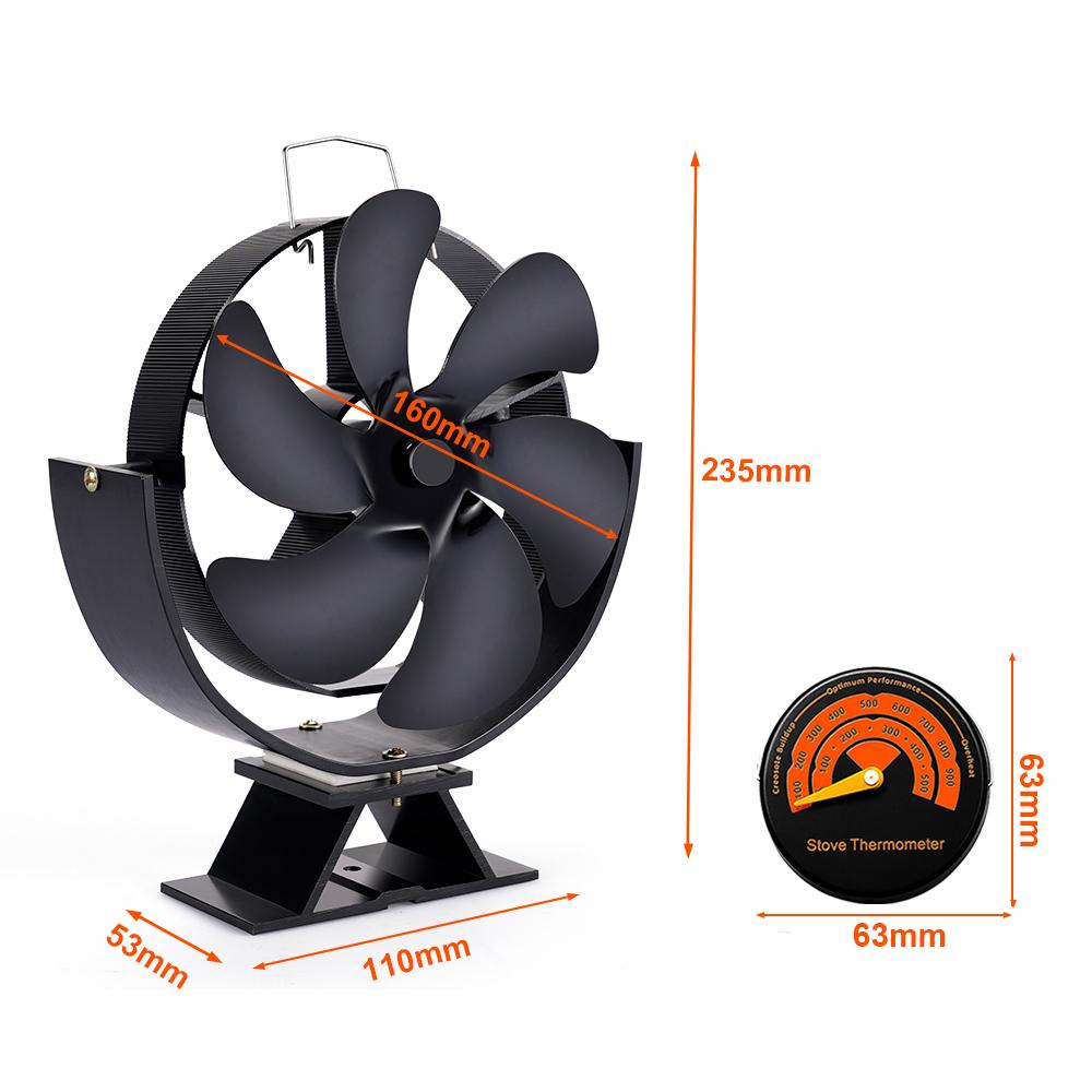 6-лопастной вентилятор для камина, вращающийся на 360°, термоэлектрический вентилятор, тихий, эффективное распределение тепла для дровяной печи, зимний обогреватель