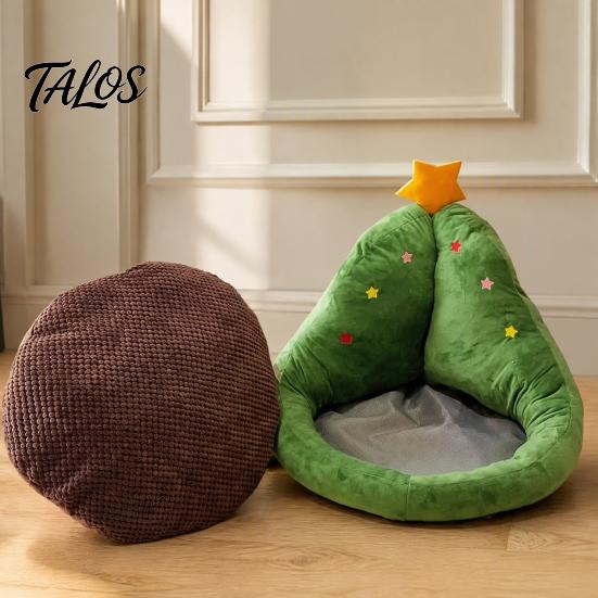 Christmas Sloth Cushion Tree Shaped Seat with Backrest, Soft Crystal Velvet Throw Decorative Star Topped Pillow Pillow, Comfortable Pad for