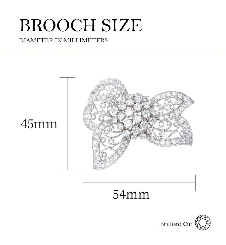 LAVINA Винтажная Свадебная Брошь-Пин с Лентой для Женщин Элегантная Европейская Родиевое Покрытие Кубический цирконий Ювелирные изделия, Латунь. ,