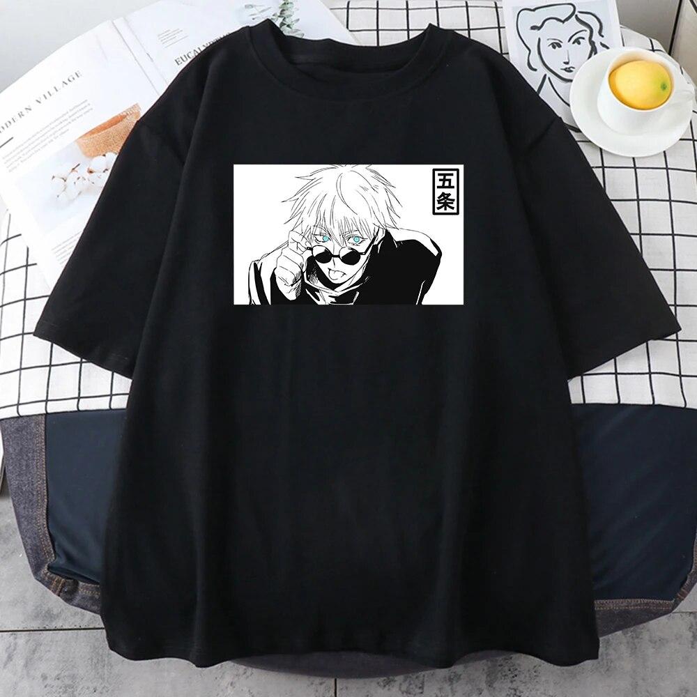 Футболки унисекс с принтом Gojo Satoru Jujustu Kaisen, уличная одежда с короткими рукавами, модная футболка в стиле хип-хоп, хлопковая футболка большого размера