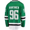 Хоккейная футболка Dallas Stars Зеленая с Белыми и Черными Акцентами "Rantanen 96" Звезда Логотип "D" Дышащая Спортивная Футболка с Длинным Рукавом V-образный Вырез