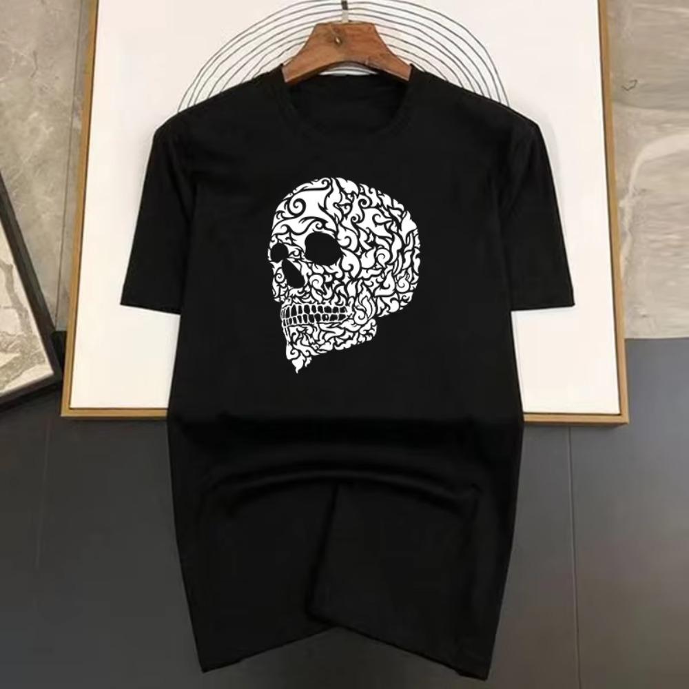 Летняя футболка harajuku Fragment Skul с забавным принтом, мужская графическая футболка с коротким рукавом, повседневная белая футболка, женская модная одежда