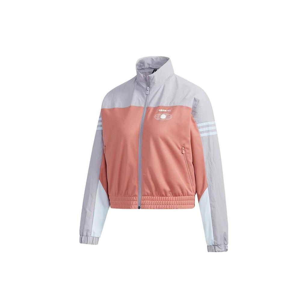 Adidas Нео-цветной блок с принтом винтажный воротник-стойка спортивная куртка женская куртка розовая GM2283