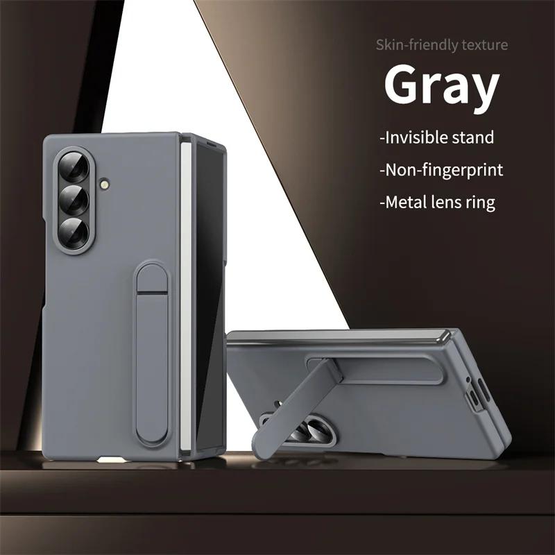 Премиальный чехол для телефона с держателем для нового горячего Samsung Galaxy Z Fold 7 6 5 4 3 Ультратонкий противоударный защитный чехол с покрытием, как кожа