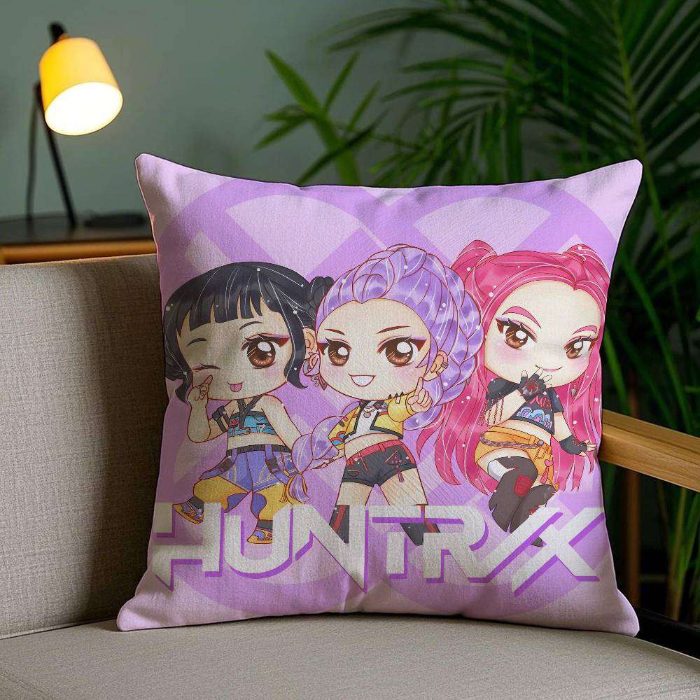 Поп-мультфильм K-Pop Охотники на демонов Наволочка Антиклещевая наволочка Невидимая молния Шелковистый короткий плюш Чехол на подушку для дивана