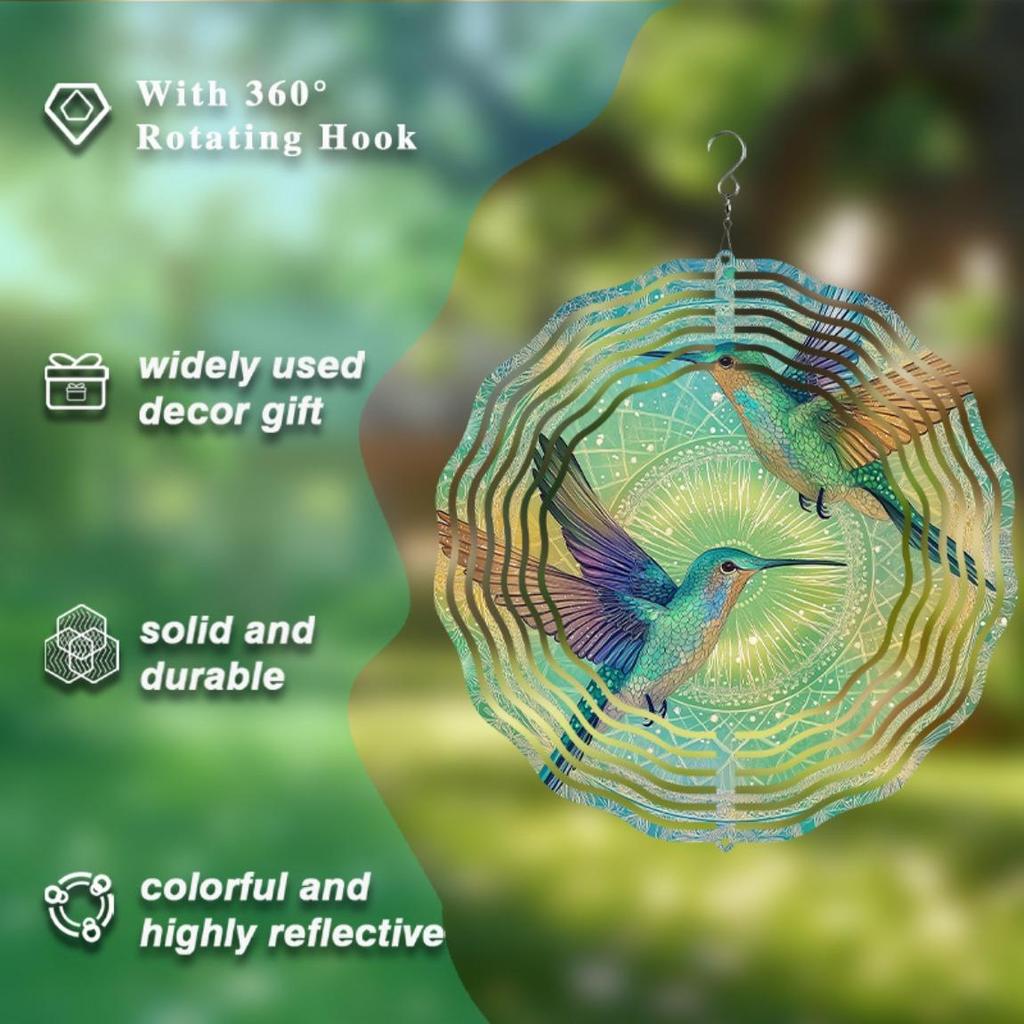 Вращающийся на 360 градусов ветряк-колибри для сада, балкона, двора, уличного декора. Не требует батареек. Подарок на все сезоны