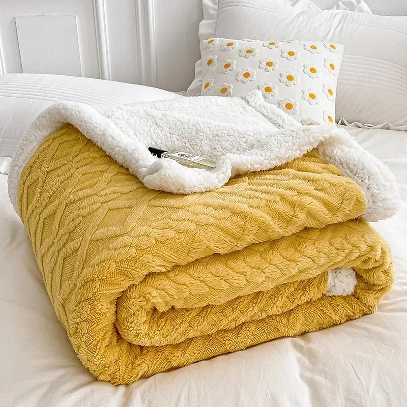 Winter Blankets Soft Plaid Warm Fleece for Adults Kids Solid Sofa Bed Cover Duvet Plush Throw Bedspread for Home Beds Couch