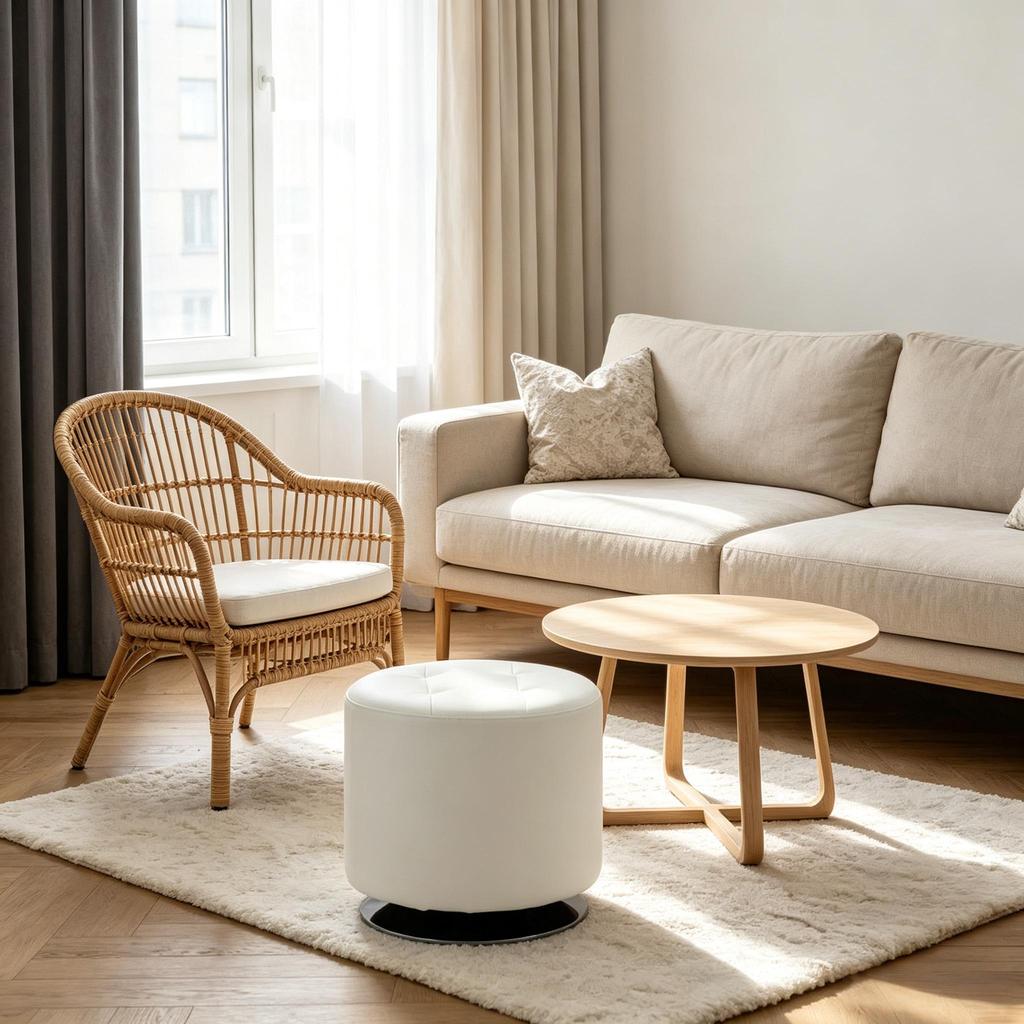 Lounge footrest stool, swivel stool, round footrest stool (only with 1 pc footrest stool)