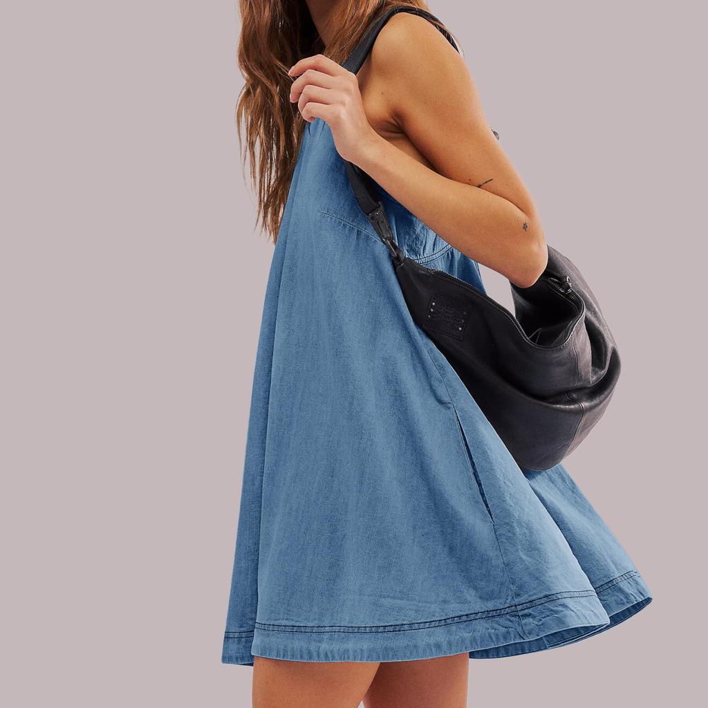 Backless Dress 2026 Denim Dress Women's Summer New Casual Sleeveless Halter Short Skirt A-line Skirt