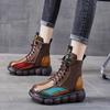 Thick-soled Martin Boots Women's Autumn and Winter Retro Color Matching Women's Boots Soft Leather Soft-soled Short Boots