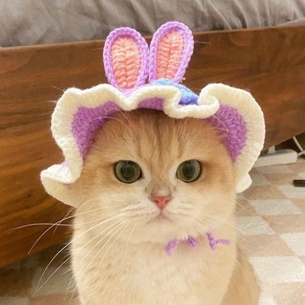 Изысканная эластичная вязаная шапка для щенков и котят, забавная шапка для питомцев ручной работы, головной убор для косплея на вечеринку для питомцев, вечеринка