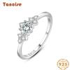 Tancise Classic 925 Sterling Silver Zircon Ring Ladies Jewelry Wedding Promise Party Gift