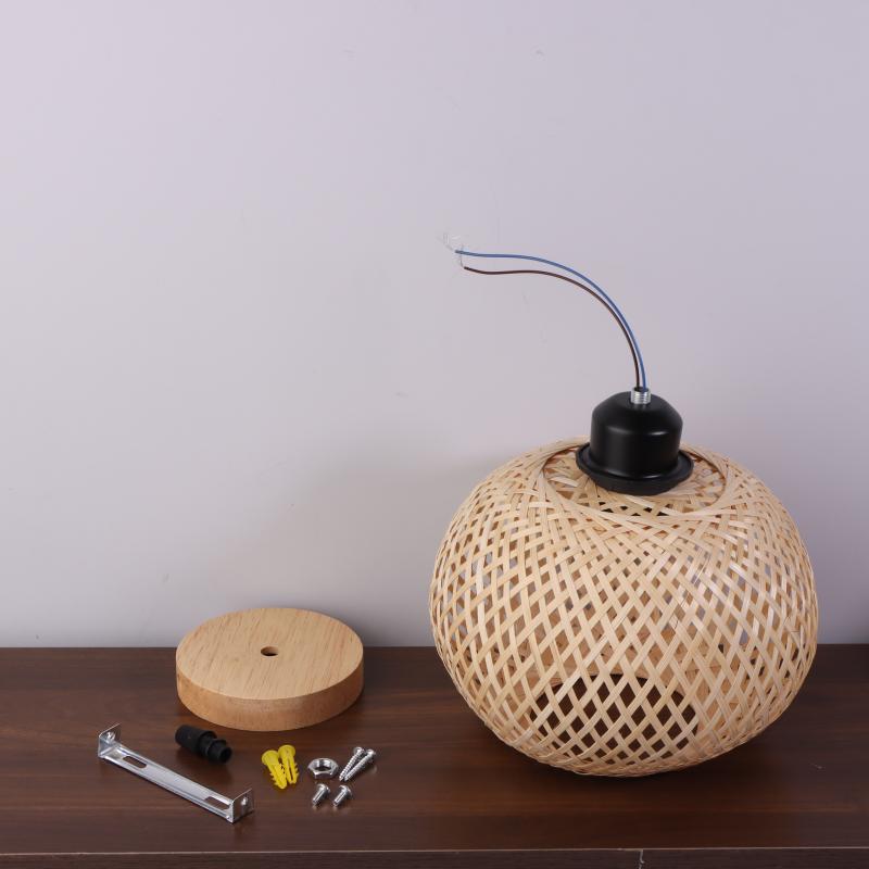 Bamboo Lampshade Ceiling Pendant Lamp Hanging Lamp Handmade Rattan Light Fixture For Restaurant Dining Room Indoor Lighting