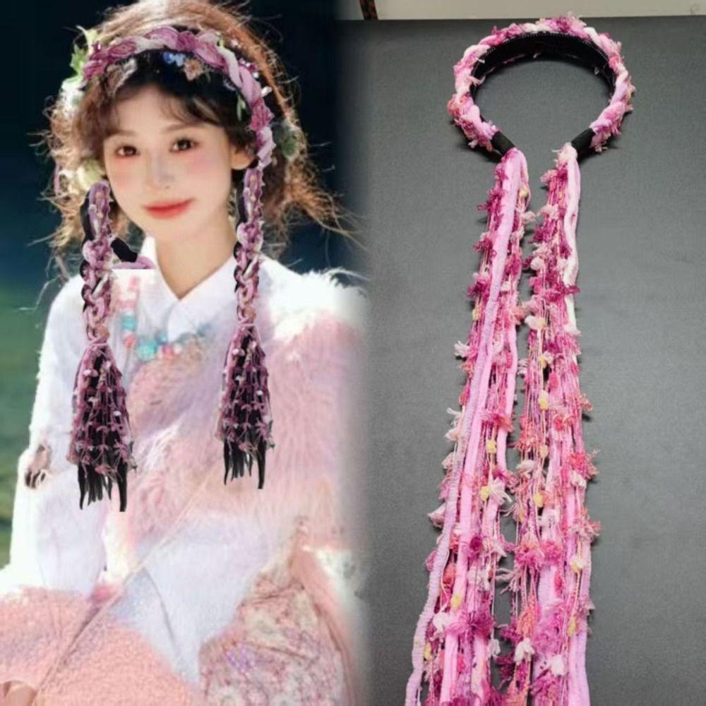 Long Tassel Chinese Tibetan Hairband Boho Style Braid Hairband Women Hair Accessories
