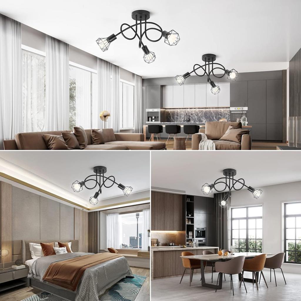 Ceiling Light 3Heads Black Color Modern Lights for Home for  Bedroom Living Room Decorative Lighting LED Chandelier Lamp