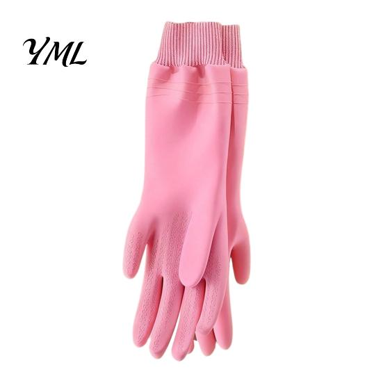 Reusable Rubber Gloves Fleece Lined Dishwashing for Housework, Waterproof PVC Cleaning Gloves, Anti-slip Thermal Kitchen Grip Warm Velvet Lining