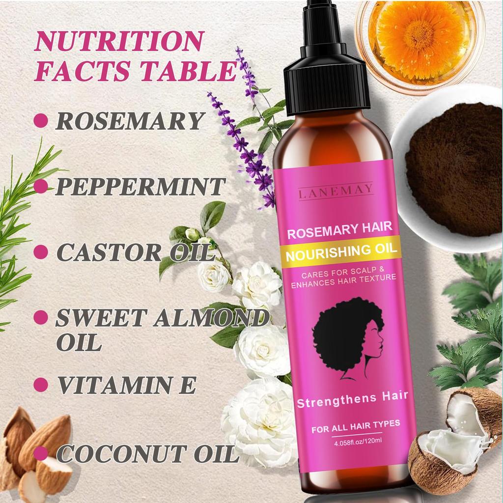 Rosemary Hair Oil-Nourishes And Promotes Scalp Health-Enhances Hair Shine-Suitable For All Hair Types, 120ml