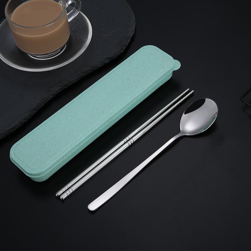 Набор столовых приборов из 2/3 предметов из нержавеющей стали 304, вилка, палочки для еды, ложка, портативный многоразовый набор столовых приборов с ящиком для хранения