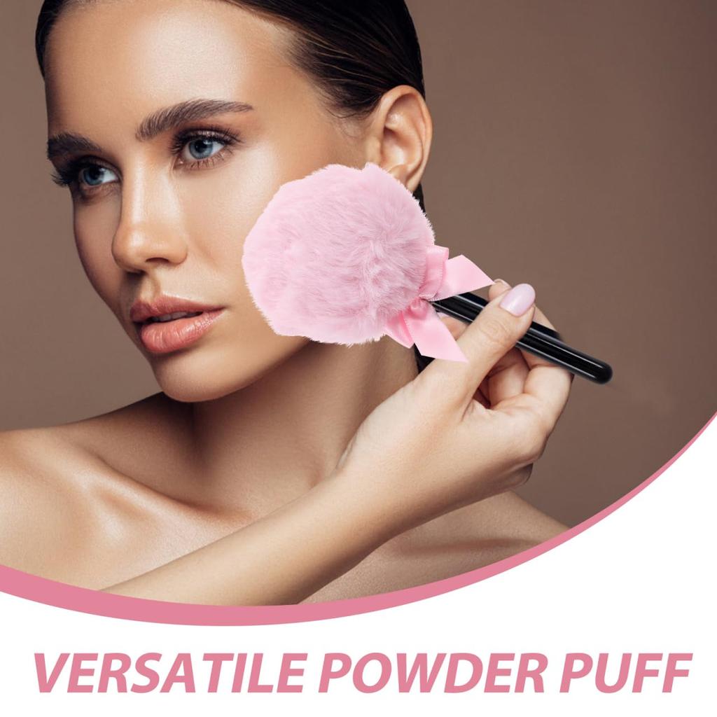 2pcs Lollipop Powder Puff Under Eyes Fluffy Loose Body Puffs Cosmetic Makeup Handle Tools and Large Face for Girls Mineral Soft Round Women Shape