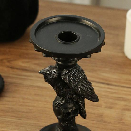 Подсвечник в виде черепа, украшение на Хэллоуин, смоляной подсвечник-столб, жуткий подсвечник в виде черепа для свечи-столба диаметром 3 дюйма