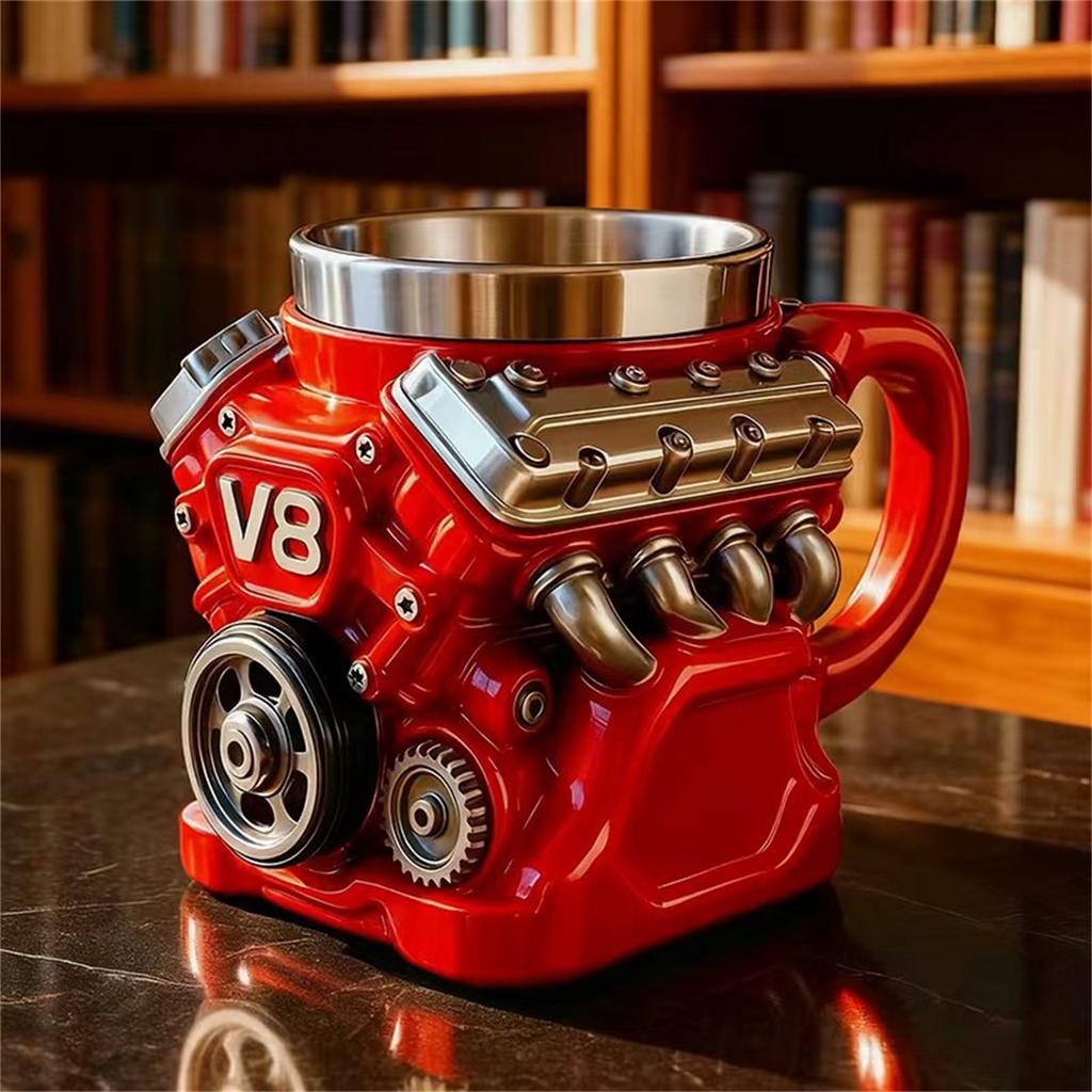 Смола двигателя V8 с внутренней вставкой, Кружка, Ощущение высокого класса, Индивидуальность, Механическое украшение, Ручная работа