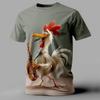 Men's Rooster Funny T-shirt Short-sleeved T-shirt 3D Printed Shirt Retro Casual Street Style Sports Outdoor Vacation Summer Clothing