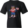 Skiing Bear USA Flag T-shirt