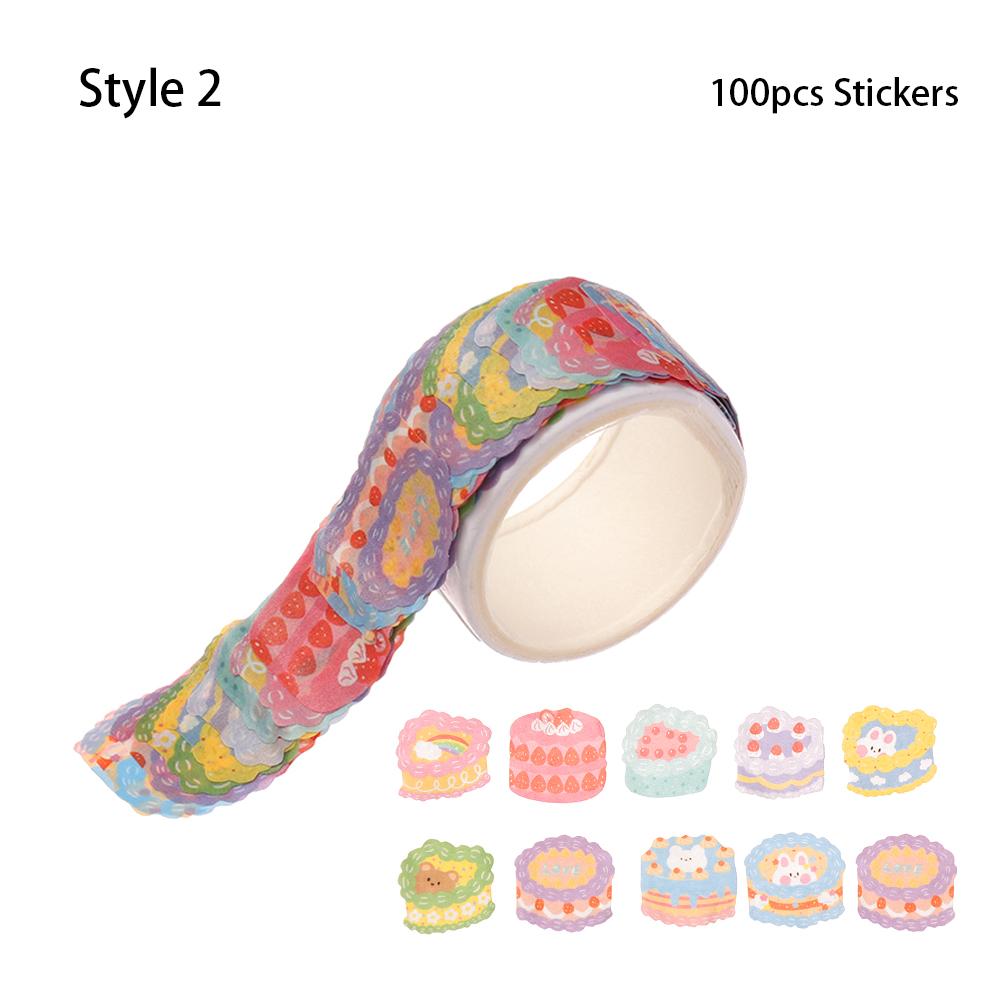 100 Pcs/pack Kawaii Fruit Animals Dot Washi Stickers Tearable Sticky Paper Notebook Decorative Stickers