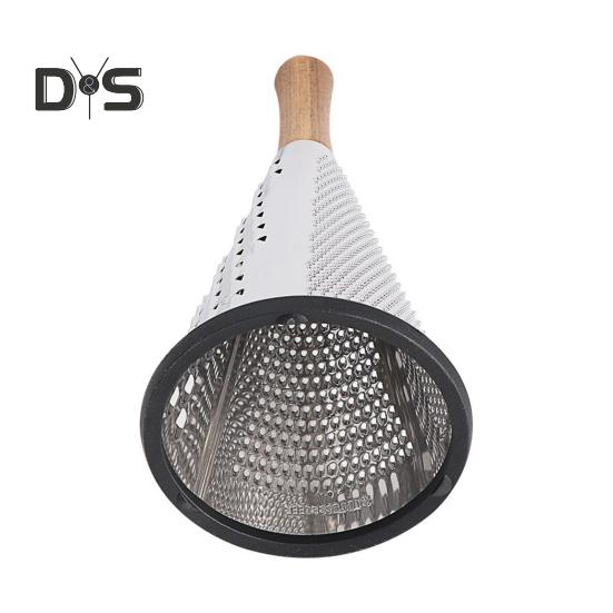 Конусная терка для сыра из нержавеющей стали с деревянной ручкой, 3-сторонняя терка для овощей, сыра, шоколада, овощей, кухонная терка для пармезана