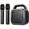 Karaoke Machine with 2 Wireless Microphones, 5.0 Bluetooth 50W Speaker for Adults & Kids, Handle & RGB Lights, Supports TF card/USB/Aux In/TWS