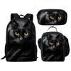 Cartoon Popular New Cat 3D Print 3pcs/Set Student School Bags Laptop Daypack Backpack Lunch Bag Pencil Case