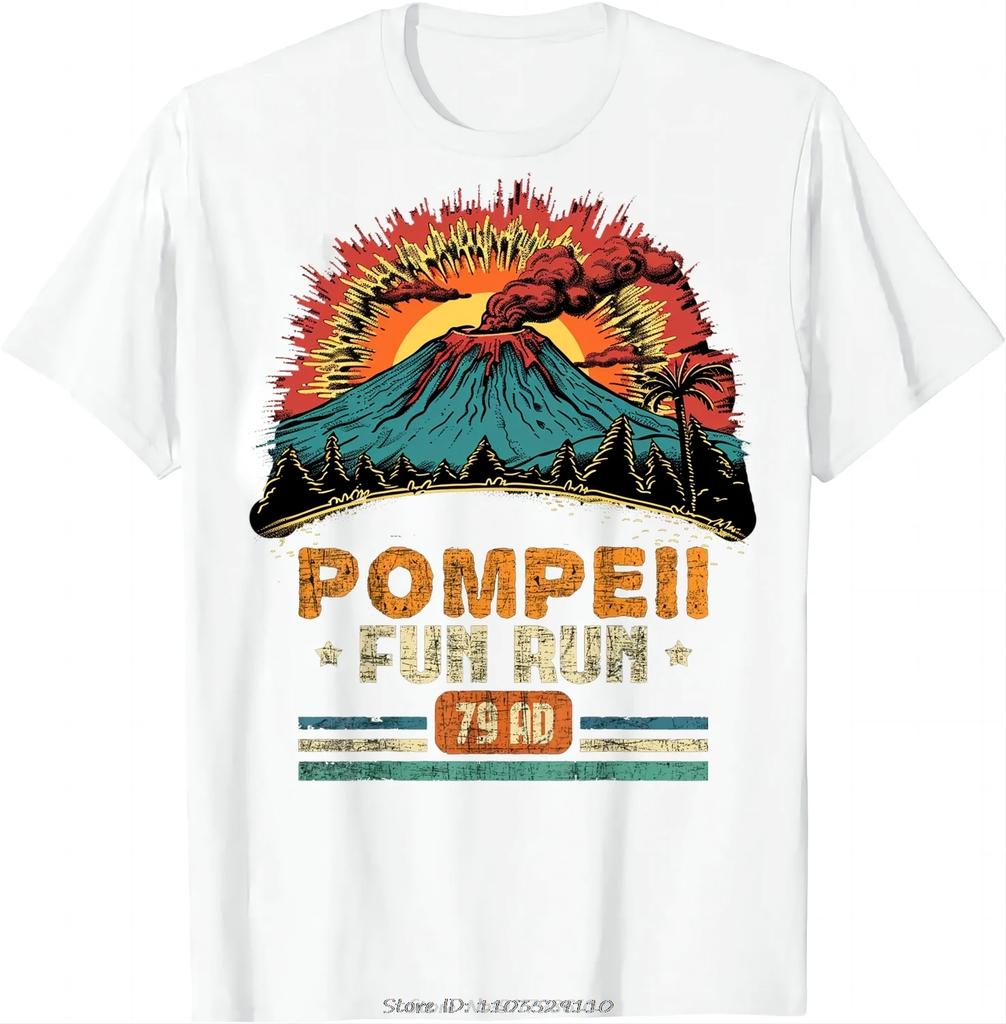 Pompeii Fun Run - География Вулканолог Футболка Вулканология Футболка унисекс с круглым вырезом большого размера Мужская одежда Футболка для фитнеса