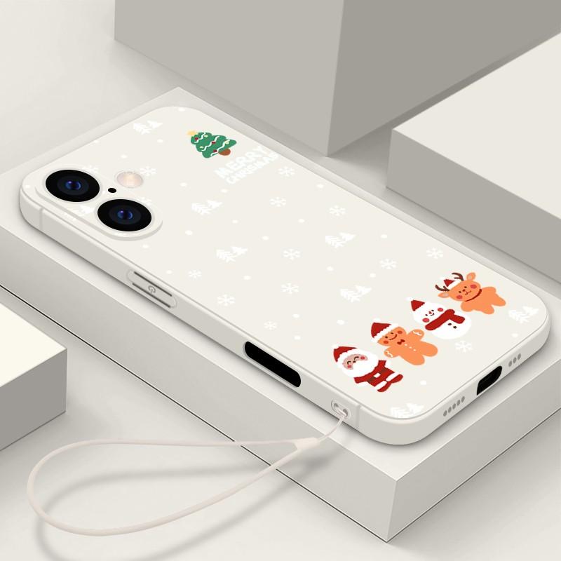 Матовый чехол-шнурок с рождественским узором для iPhone 16 Pro 15 14 Plus 13 12 Mini 11 Pro Max Xr Xs 7 8 Se мягкий тонкий чехол из ТПУ