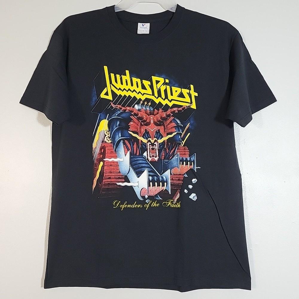 JUDAS PRIEST Defenders Of The Faith L БОЛЬШАЯ Черная Мужская Футболка с Логотипом Группы Унисекс Футболка