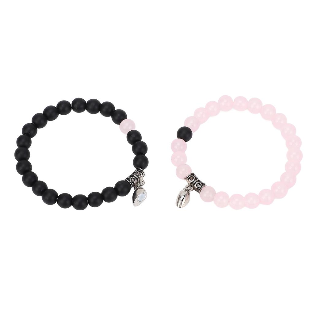 1 Pair Couple Bracelets Alloy Glass Beads Connection Heart Matching Beaded Bracelet