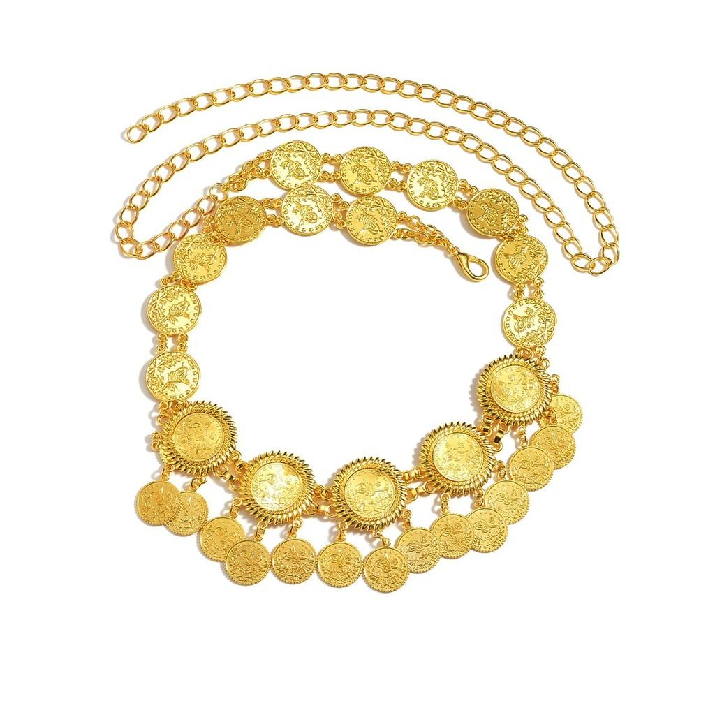 Gold Metal Coin Tassel Waist Chain For Women With Exotic Style Summer Jewelry