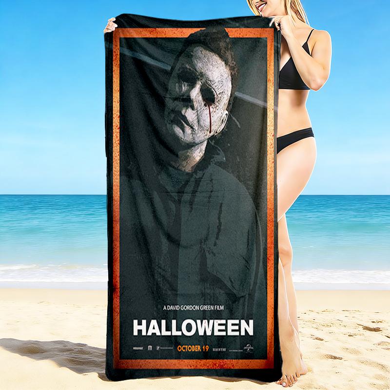 1Pc Halloween Horror Movie Poster Beach Towel Quick Dry Multiuse For Beach Pool Gym Yoga Home Travel Christmas Halloween Xmas Gift L1141