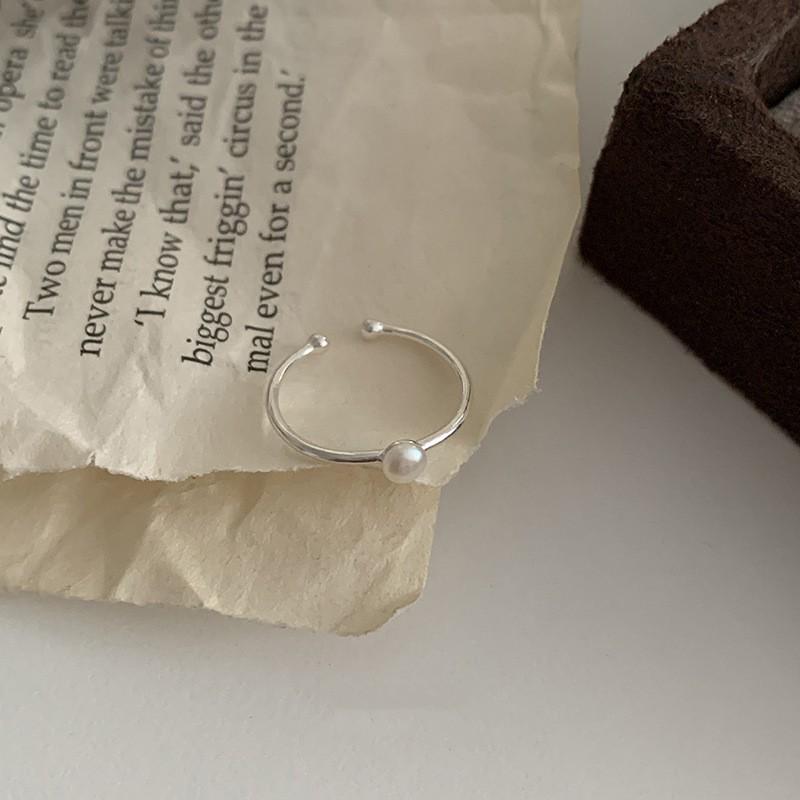 Кольцо из стерлингового серебра 925 пробы с неровным жемчугом - Женское стильное минималистичное кольцо с открытым дизайном