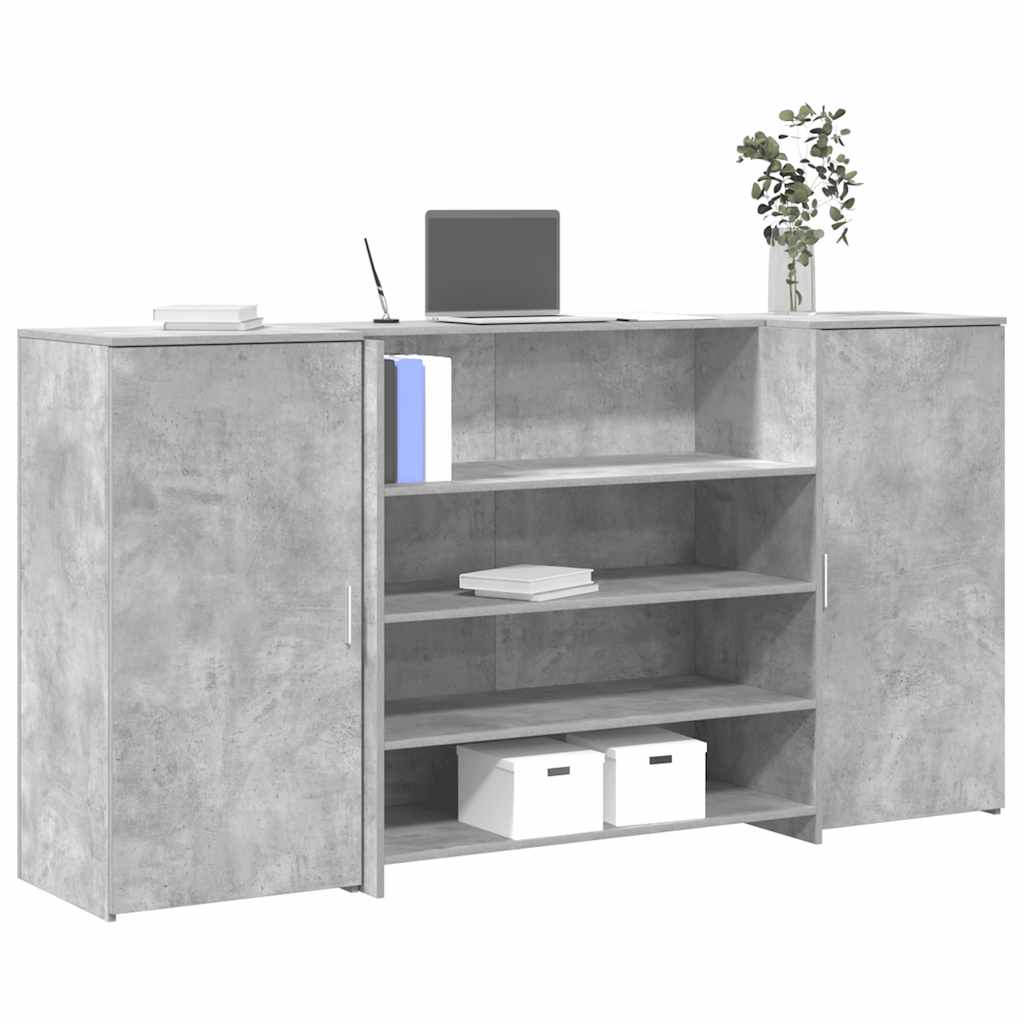 Biurko Recepcyjne Betonowe Szare 200X50X103,5 Cm Drewno Klejone